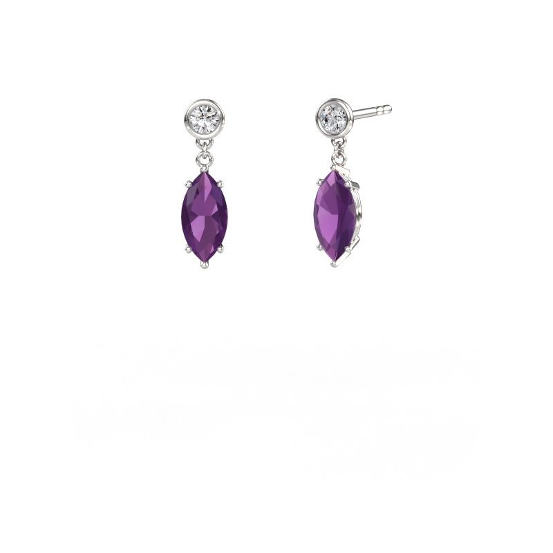 Pendants d'oreilles Lacey MRQ 950 platine améthyste 10x5 mm
