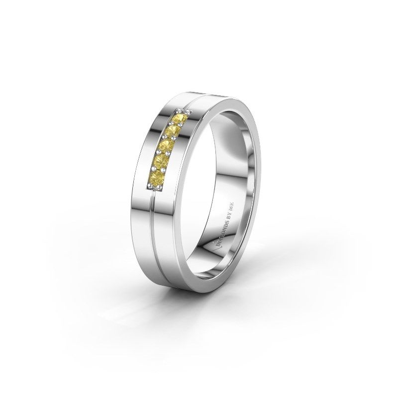 Image of Wedding ring WH0211L15AP<br/>585 white gold ±5x1.7 mm<br/>Yellow sapphire