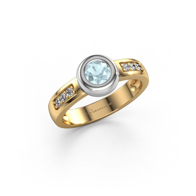 Ring Charlotte Round 585 gold aquamarine 4.7 mm