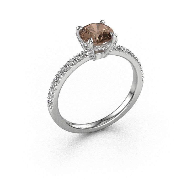 Verlovingsring Saskia rnd 1 950 platina bruine diamant 1.364 crt