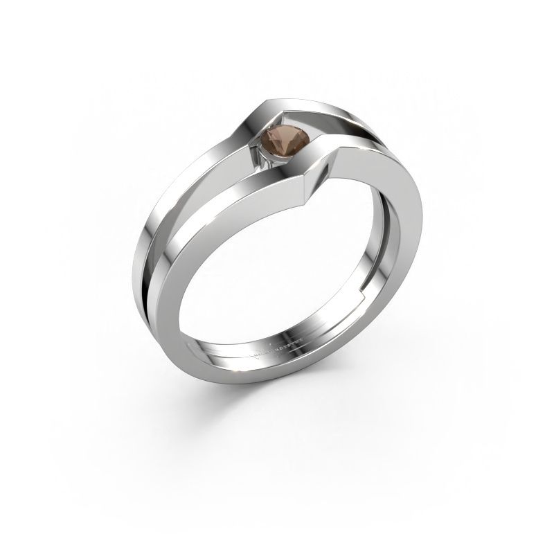 Bague Elize 585 or blanc quartz fumé 3.4 mm