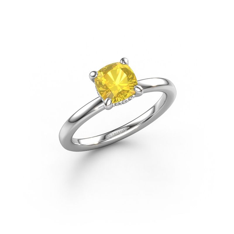 Bague de fiançailles Simone CUS 2 950 platine saphir jaune 6 mm