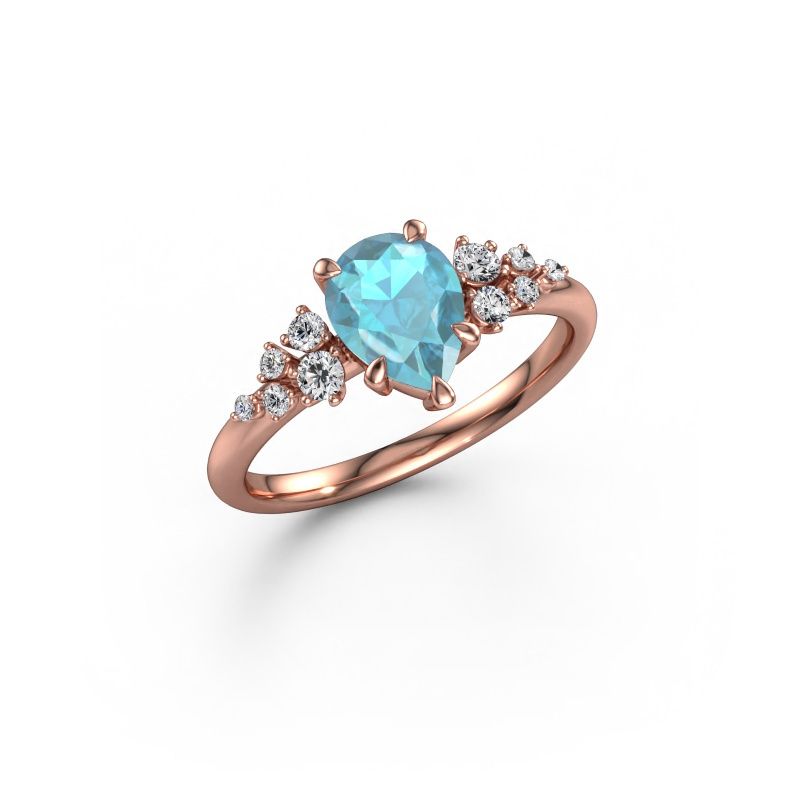 Verlobungsring Royce PER 585 Roségold Blau Topas 8x6 mm