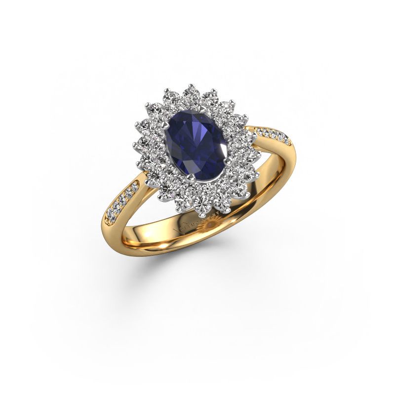 Engagement ring Alina 2 585 gold sapphire 7x5 mm