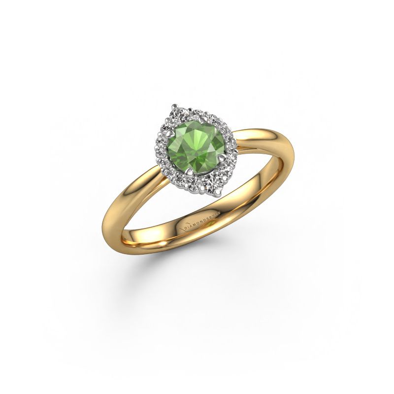 Bague de fiançailles Tora 585 or jaune vert tourmaline 5 mm