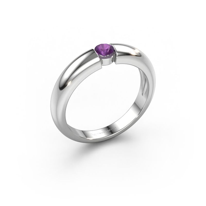 Bague de fiançailles Amelia 585 or blanc améthyste 3.4 mm