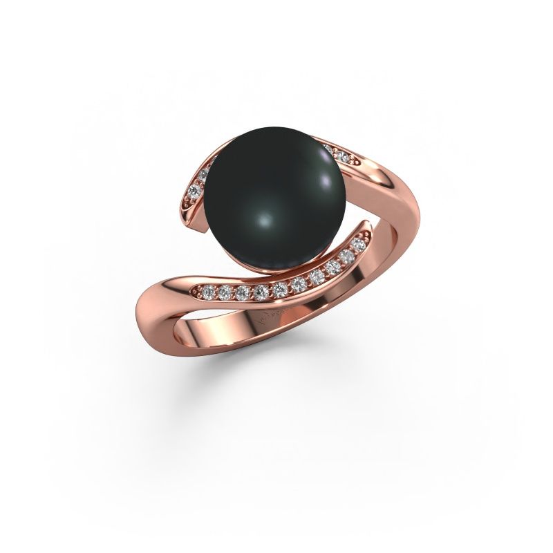 Ring Dedra 585 rosé goud zwarte parel 9 mm