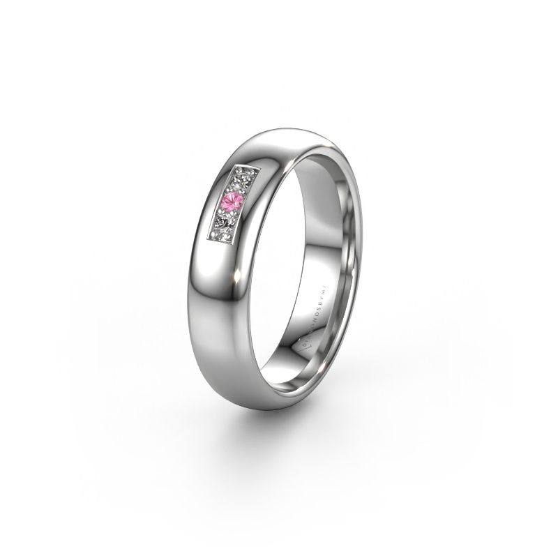 Wedding ring WH0110L35BP 585 white gold pink sapphire ±5 x 2 mm