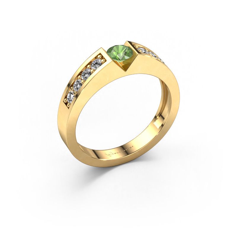 Verlobungsring Lizzy 2 585 Gold Turmalin grün 4.2 mm