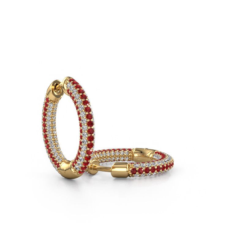 Creolen Hope 13mm 585 goud robijn 1 mm