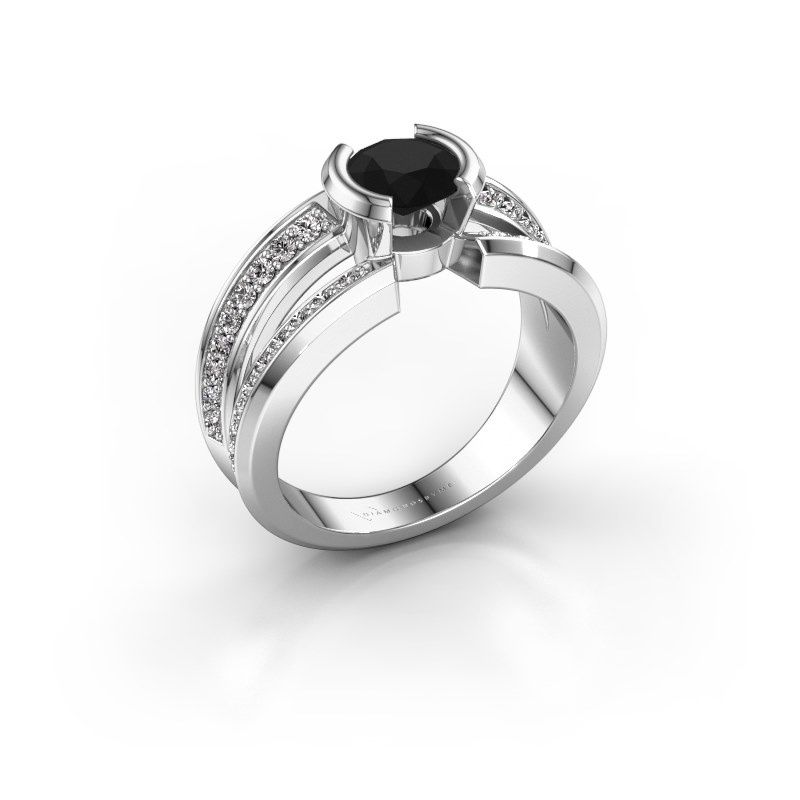 Image of Men's ring rowan<br/>585 white gold<br/>black diamond 1.30 crt