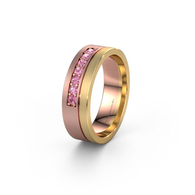 Wedding ring WH0312L16AM 585 rose gold pink sapphire ±6x1.7 mm