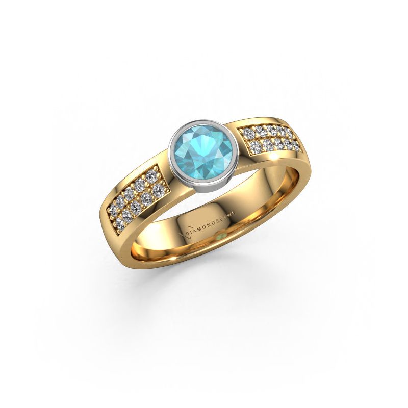 Verlobungsring Ise 3 585 Gold Blau Topas 4.7 mm