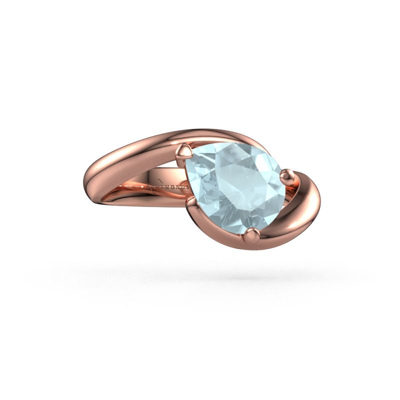 Verlobungsring Aida PER 585 Roségold Aquamarin 9x7 mm