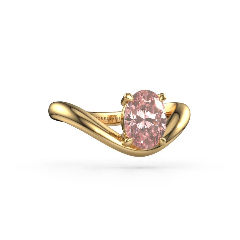 Engagement ring Femke OVL 585 gold pink lab grown diamond 8x6 mm