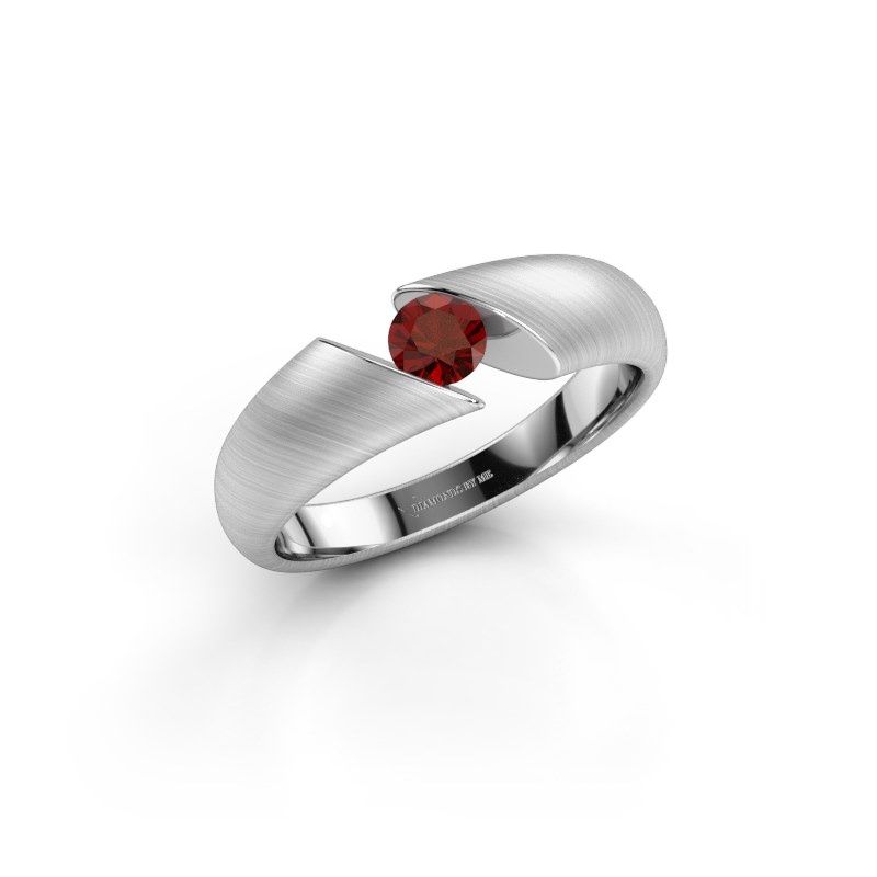 Image de Bague de fiançailles Hojalien 1<br/>585 or blanc<br/>Grenat 4 mm