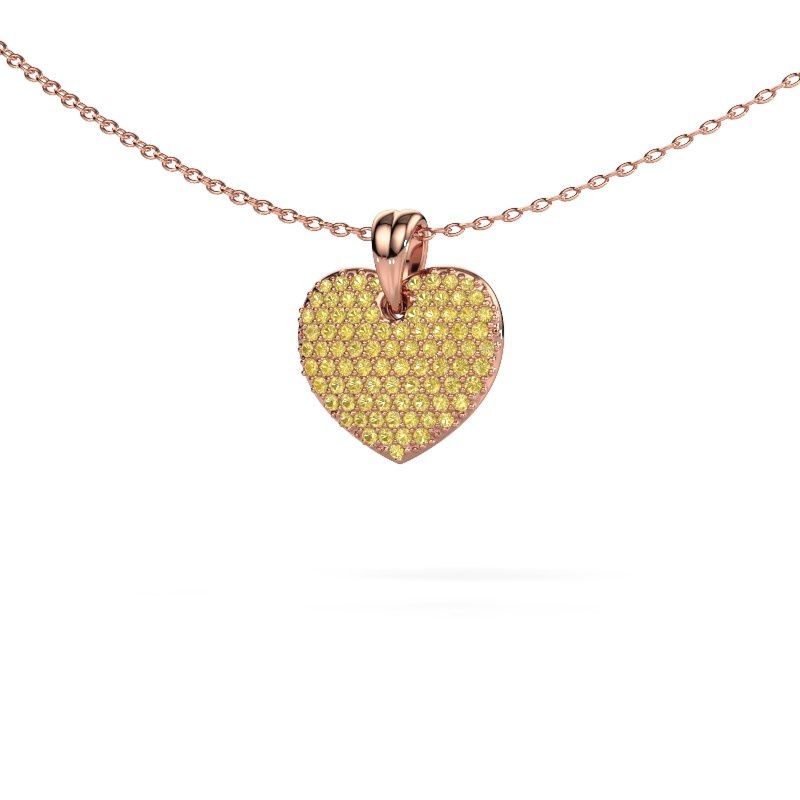 Image of Necklace Heart 5 585 rose gold yellow sapphire 0.8 mm