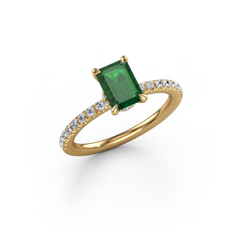 Verlovingsring Crystal EME 4 585 goud smaragd 7x5 mm