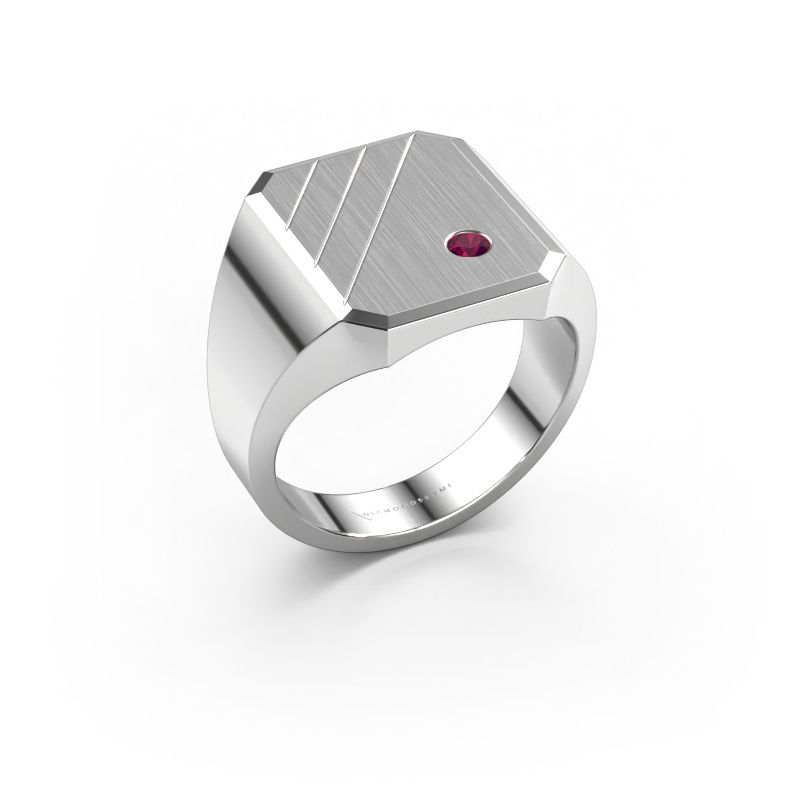 Chevalière Patrick 4 950 platine rhodolite 2.5 mm