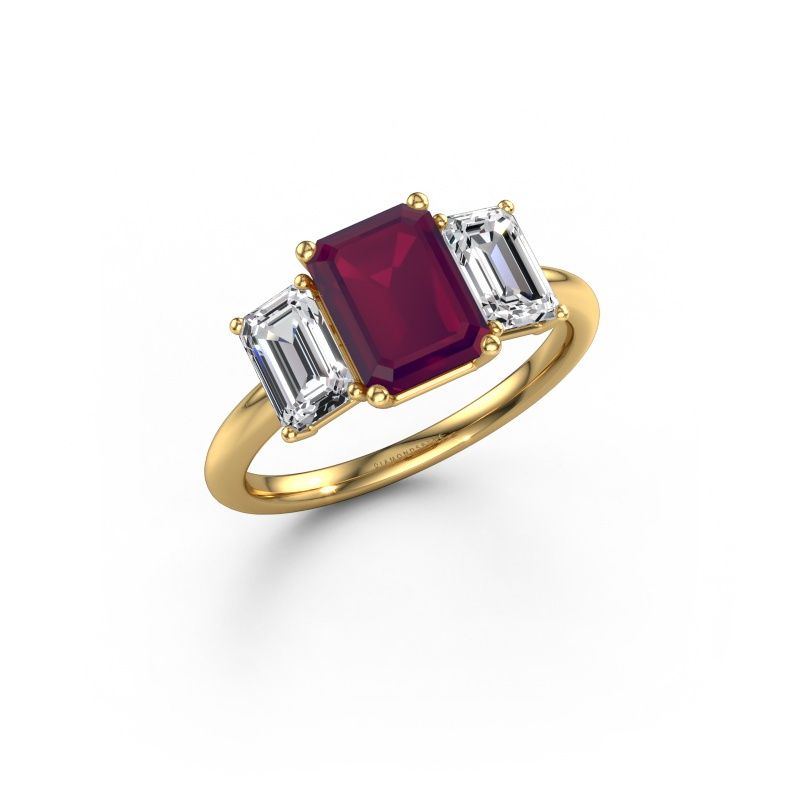 Engagement ring Sandra 585 gold rhodolite 8x6 mm