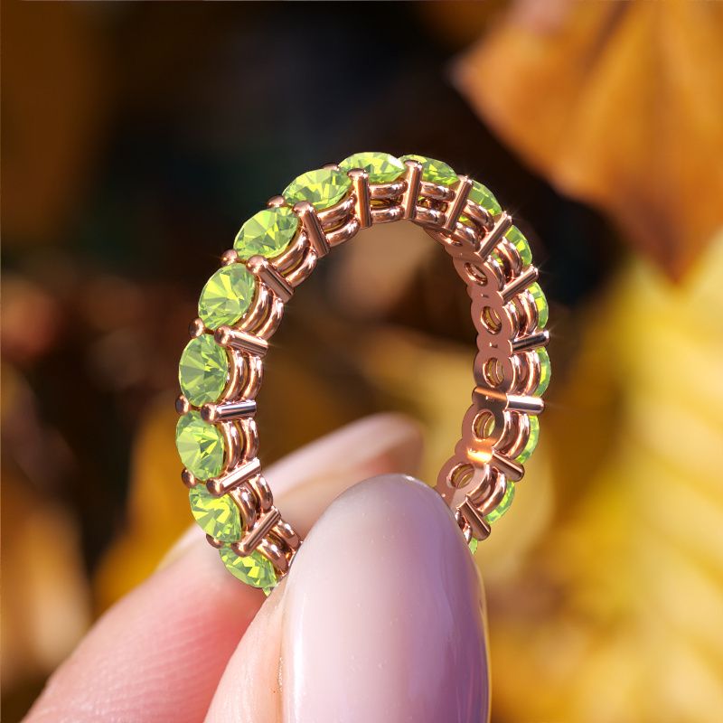 Image of Stackable ring Michelle full 3.4 585 rose gold peridot 3.4 mm