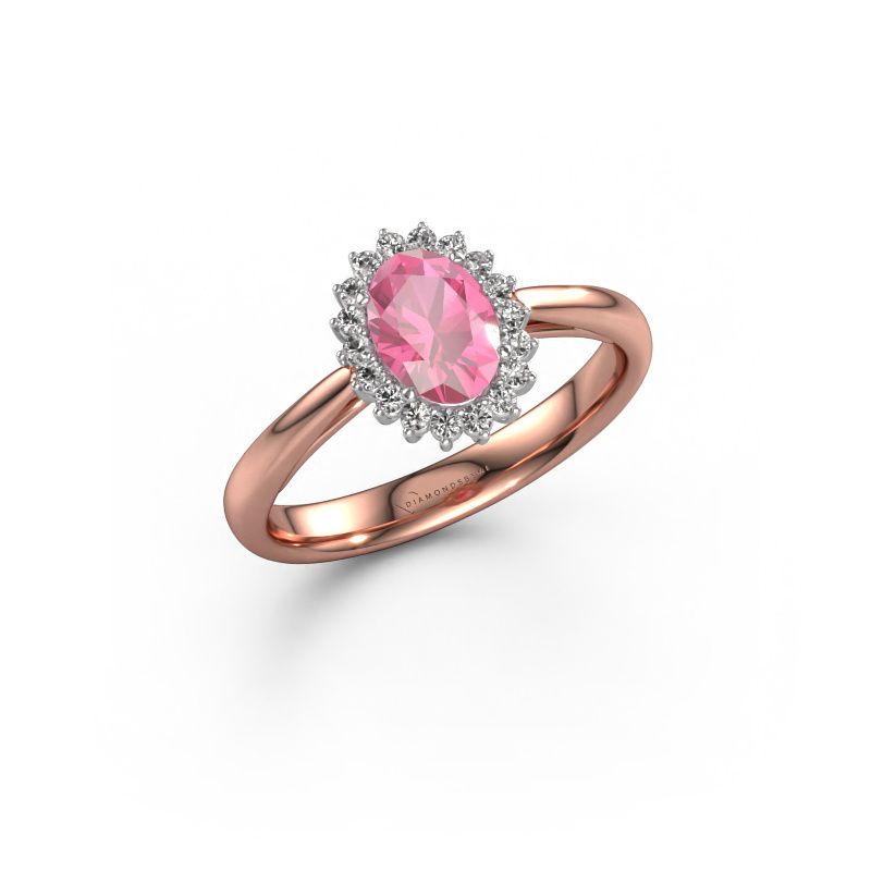 Engagement ring Tilly ovl 1 585 rose gold pink sapphire 7x5 mm