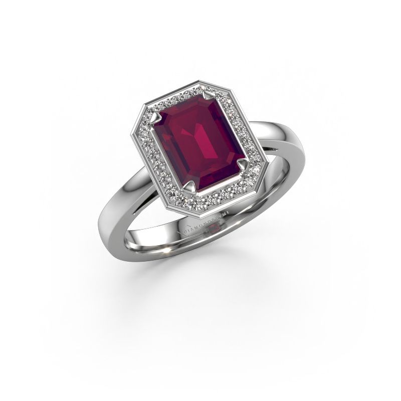 Engagement ring Dodie 1 eme 950 platinum rhodolite 8x6 mm