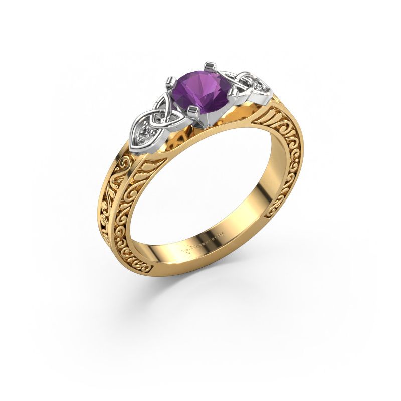 Bague de fiançailles Gillian 585 or jaune améthyste 5 mm