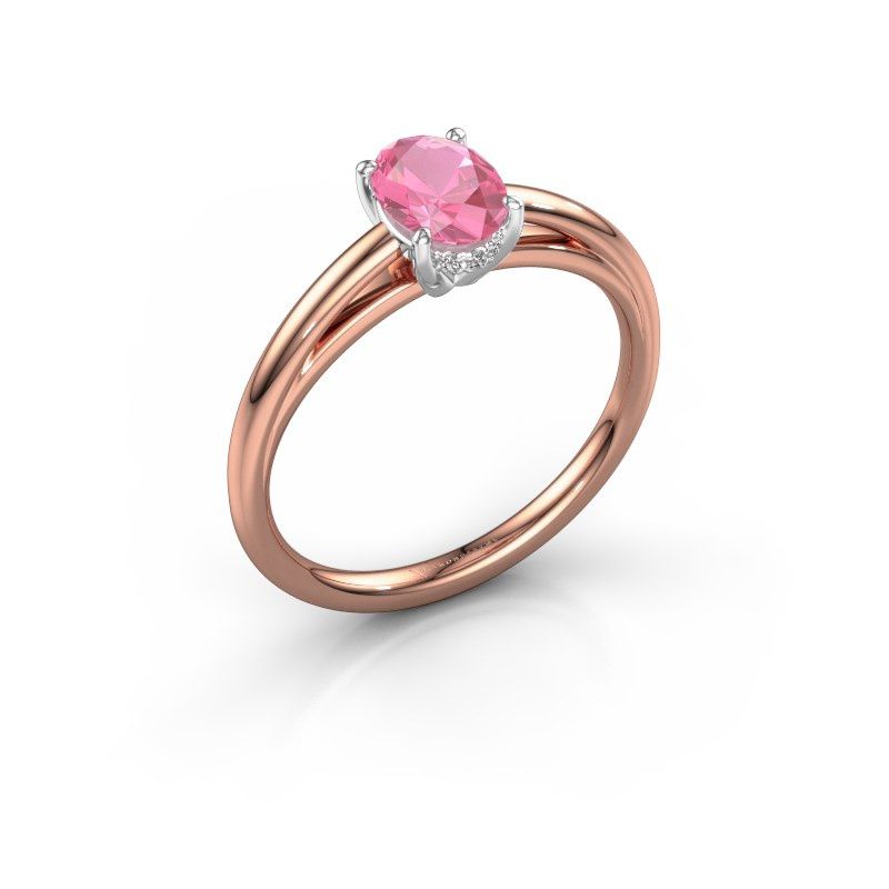 Bild von Verlobungsring haley ovl 1<br/>585 Roségold<br/>Pink Saphir 7x5 mm