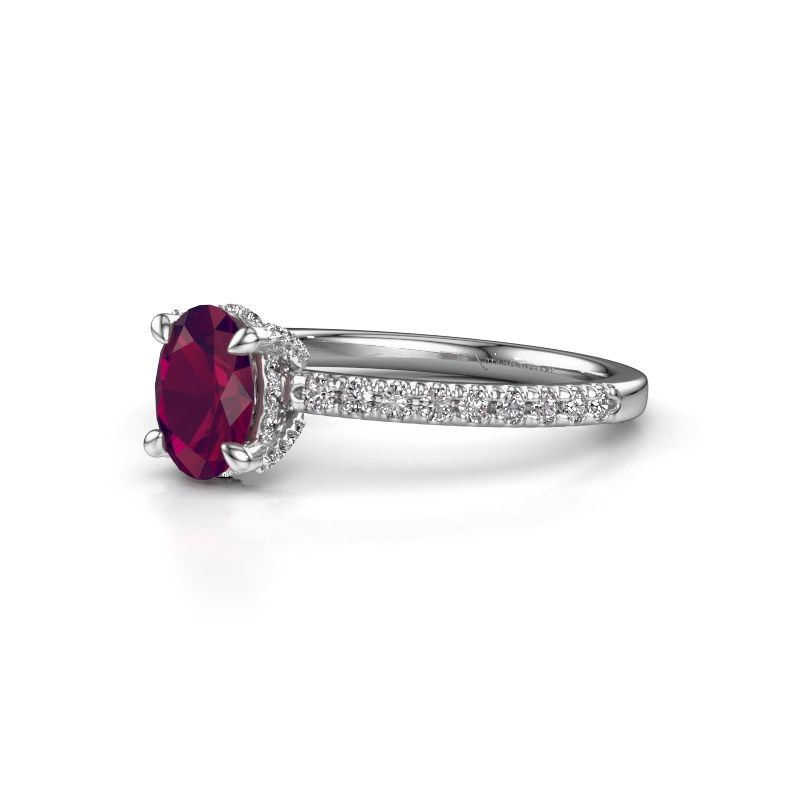 Image of Engagement ring saskia 1 ovl<br/>950 platinum<br/>Rhodolite 7x5 mm