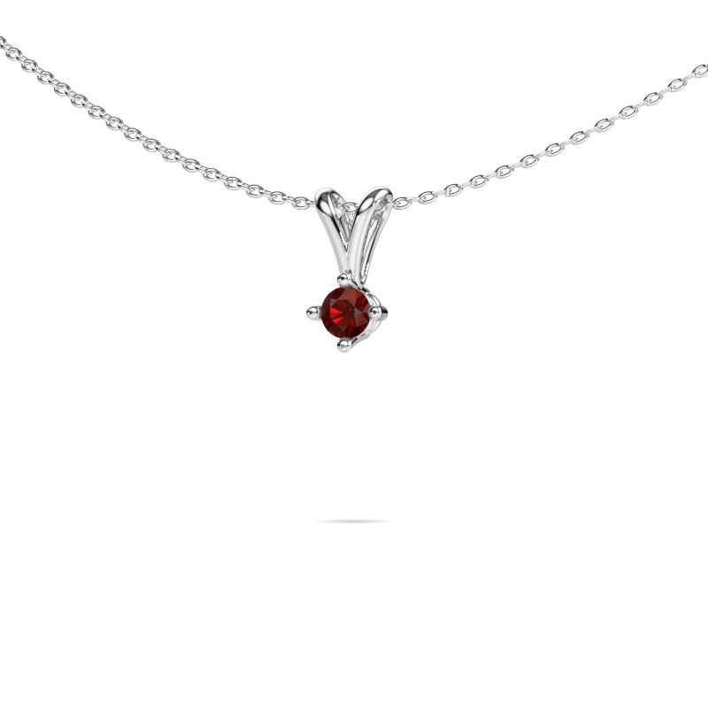 Hanger Jannette 585 witgoud granaat 4 mm