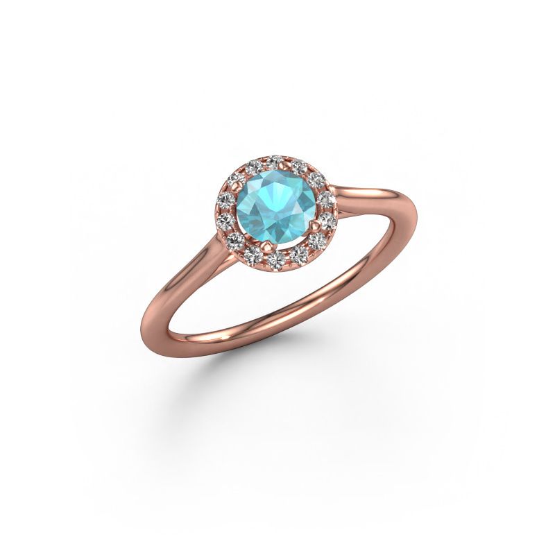 Bague de fiançailles Seline rnd 1 585 or rose topaze bleue 5 mm