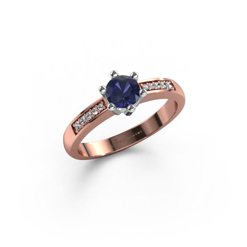 Bague de fiançailles Luna 2 585 or rose saphir 5 mm