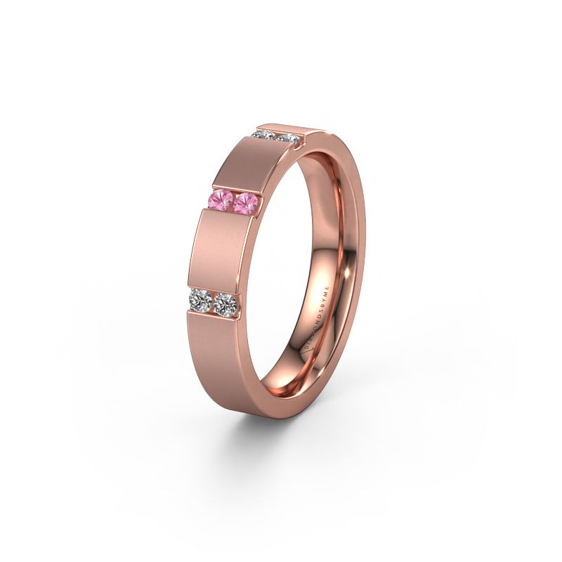 Wedding ring WH2133L14BM 585 rose gold pink sapphire ±4x2.2 mm