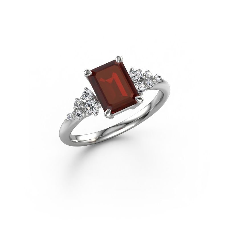 Verlobungsring Royce EME 950 Platin Granat 8x6 mm