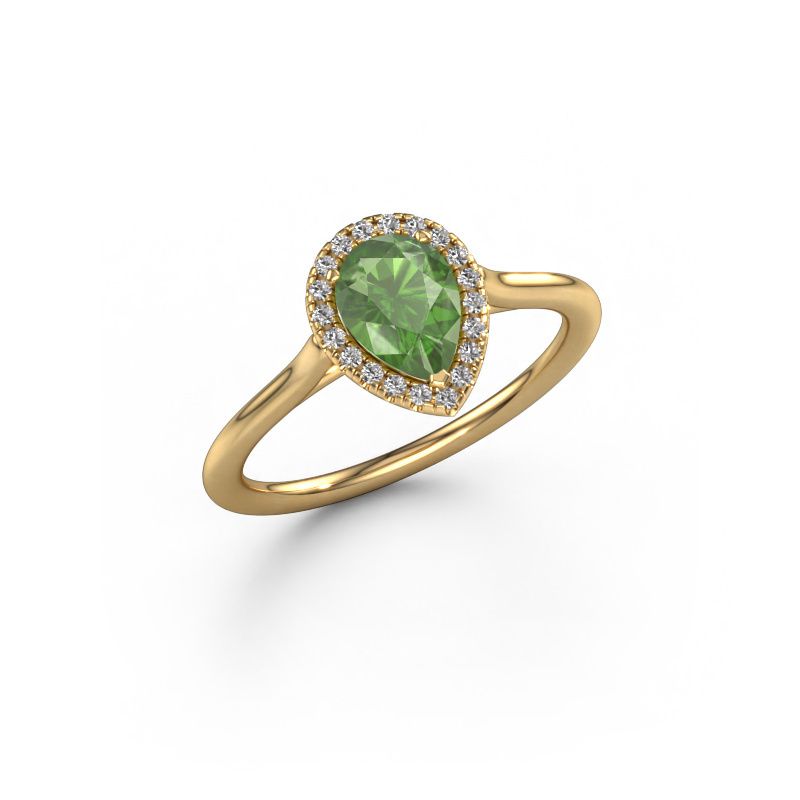Verlobungsring Seline per 1 585 Gold Turmalin grün 7x5 mm