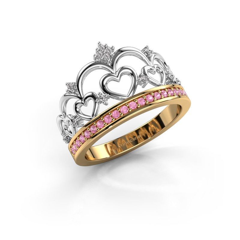 Afbeelding van Ring Kroon 2 585 goud roze saffier 1.2 mm