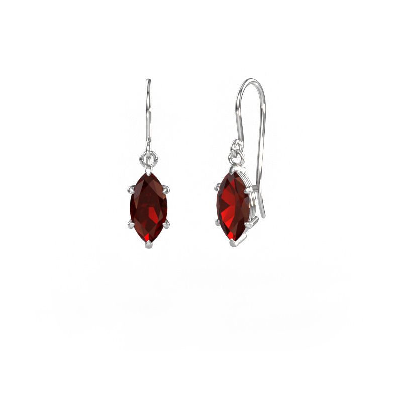 Pendants d'oreilles Laurie MRQ 1 950 platine grenat 10x5 mm