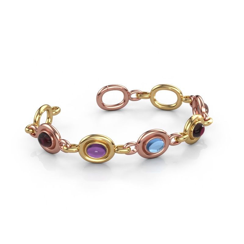 Gliederarmband Maxima 5 585 Roségold Granat 8x6 mm