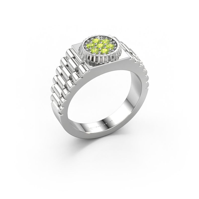 Heren ring Nout 950 platina peridoot 2 mm