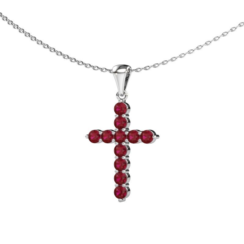 Pendant Cross 950 platinum ruby 2.5 mm