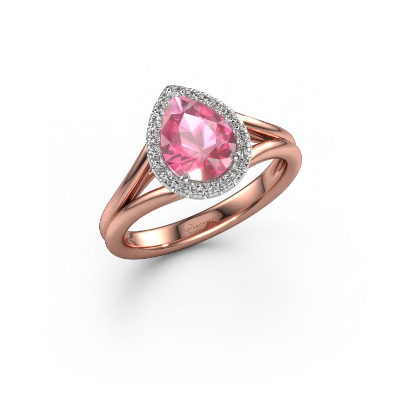 Engagement ring Verla pear 1 585 rose gold pink sapphire 8x6 mm
