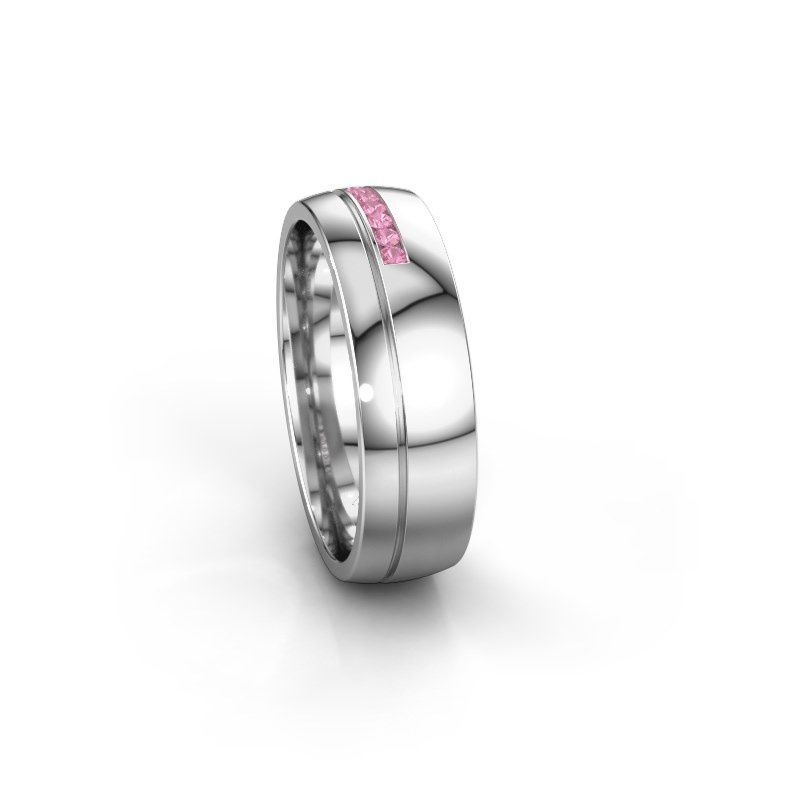 Image of Wedding ring WH0308L26AP<br/>950 platinum ±6x1.7 mm<br/>Pink sapphire