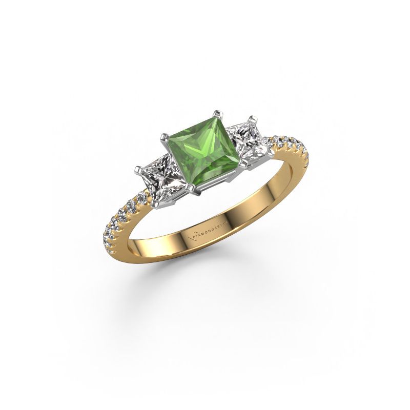 Bague de fiançailles Dorla 585 or jaune vert tourmaline 5 mm