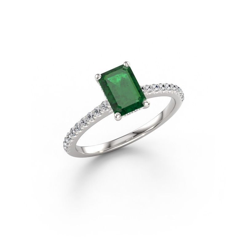 Engagement ring Sophie EME 585 white gold emerald 7.5x5.5 mm