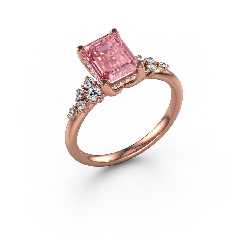 Engagement ring Emma EME 585 rose gold pink lab grown diamond 8x6 mm