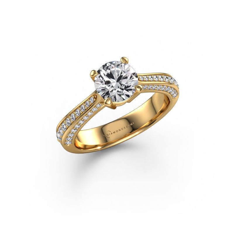 Engagement ring Ruby rnd 585 gold lab grown diamond 1.00 crt