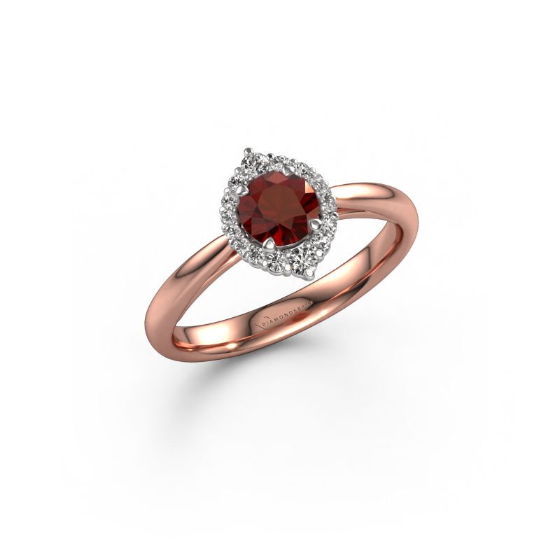 Verlobungsring Tora 585 Roségold Granat 5 mm
