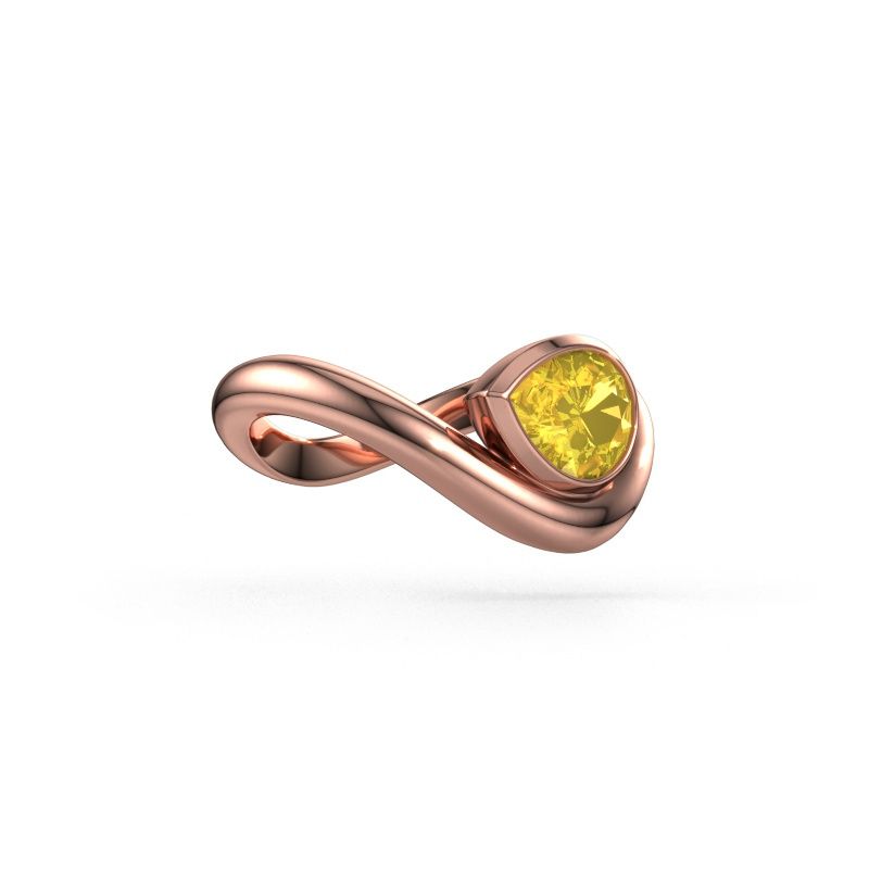 Ring Lena 585 rosé goud gele saffier 8x6 mm