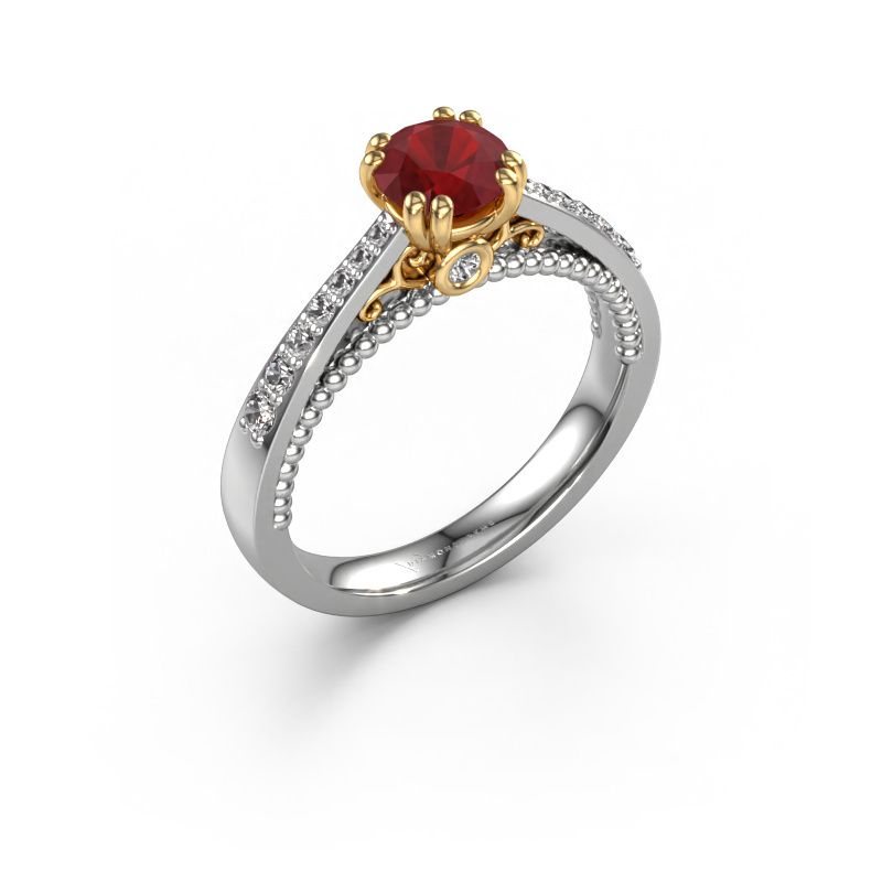 Engagement ring Rozella 585 white gold ruby 5.5 mm